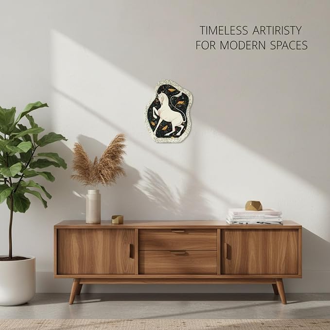Syyavrrta Mid-Century Modern Wood Wall Art, 13 x 7.9 Inch Textured MDF Boho Decor for Living Room, Office, and Home (1 Piece)