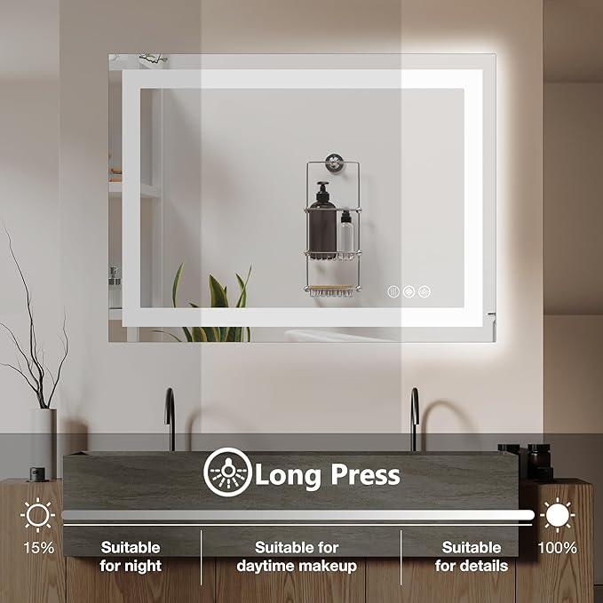 NEWBULIG Wall Mirror, Bathroom Mirror for Over Sink, Matte Metal Framed Vanity Mirror, Wall Decor for Bedroom, Tempered Glass