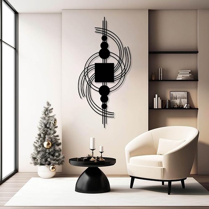 vinwipe Metal Geometric Wall Decor, Abstract Geometric Metal Wall Art, Modern Minimalist Wall Decor, Mid Century Art, Living Room Bathroom Wall Hanging (Gold, 53"x25"/135x65cm)