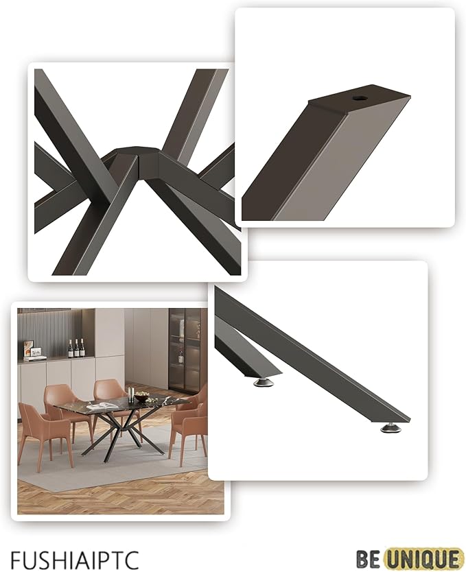 28 Inch Dining Table Base Only with Dual Assembly Heavy Metal Table Legs for Wood & Glass DIY Adjustable Footrest