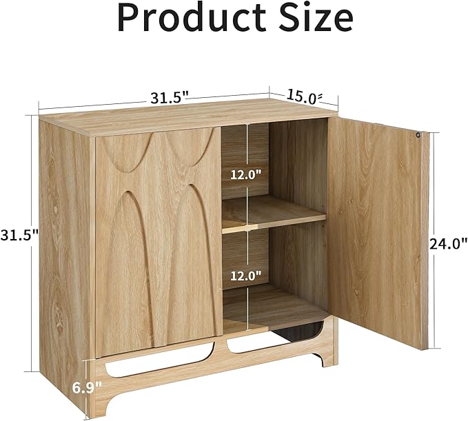 Sideboard Buffet Cabinet with Storage, 31.5” Mid Century Modern Storage Cabinet with Adjustable Shelf and 2 Doors for Dining Room, Living Room,Entry