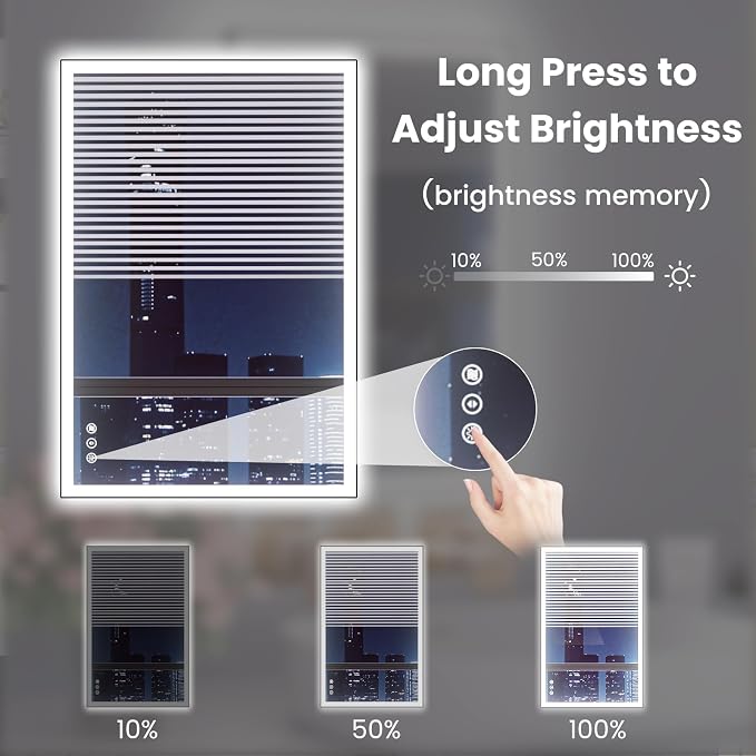 WTTY 24"X32" LED Bathroom Mirror with Black Frame, Bathroom Vanity Mirror with Lights for Wall, Front Light and Backlit, Anti-Fog, Dimmable, 3 Colors, Shatterproof, Memory, Horizontal/Vertical