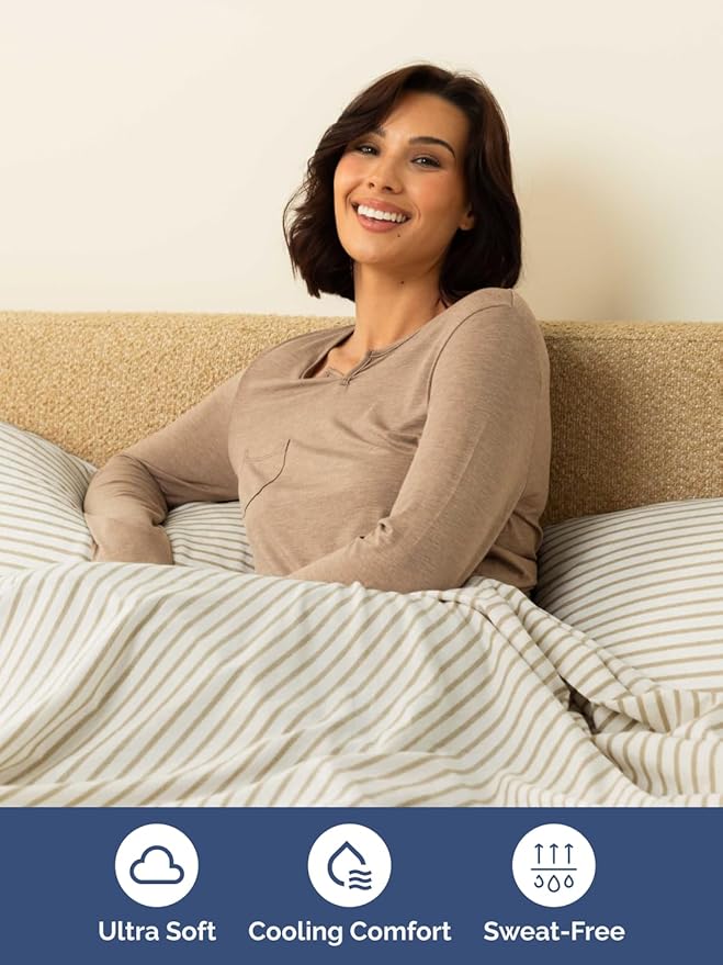 Extra Deep Cal King Sheet Set - 6 Piece Breathable and Cooling Sheets - Hotel Luxury Bedding for Women, Men, Kids & Teens - Easy Secure Fit - Soft & Wrinkle Free - Extra Deep Pockets - Beige Stripes
