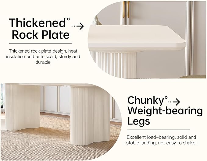 5 Pieces Dining Table & Chairs Set for 4, 78.97" Rectangular Kitchen Table with 4 Chairs, Kitchen & Dining Room Sets with Waved Legs for Home, Apartment, White