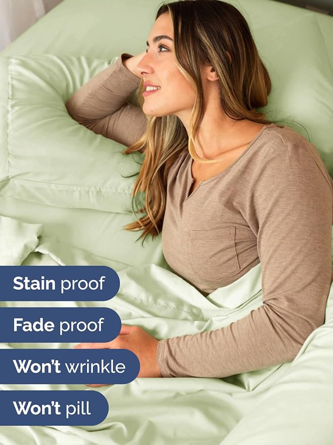 Extra Deep Twin Sheet Set - 4 Piece Breathable and Cooling Sheets - Hotel Luxury Bedding for Women, Men, Kids & Teens - Easy & Secure Fit - Soft, Wrinkle Free & Comfy - Extra Deep Pockets - Light Sage