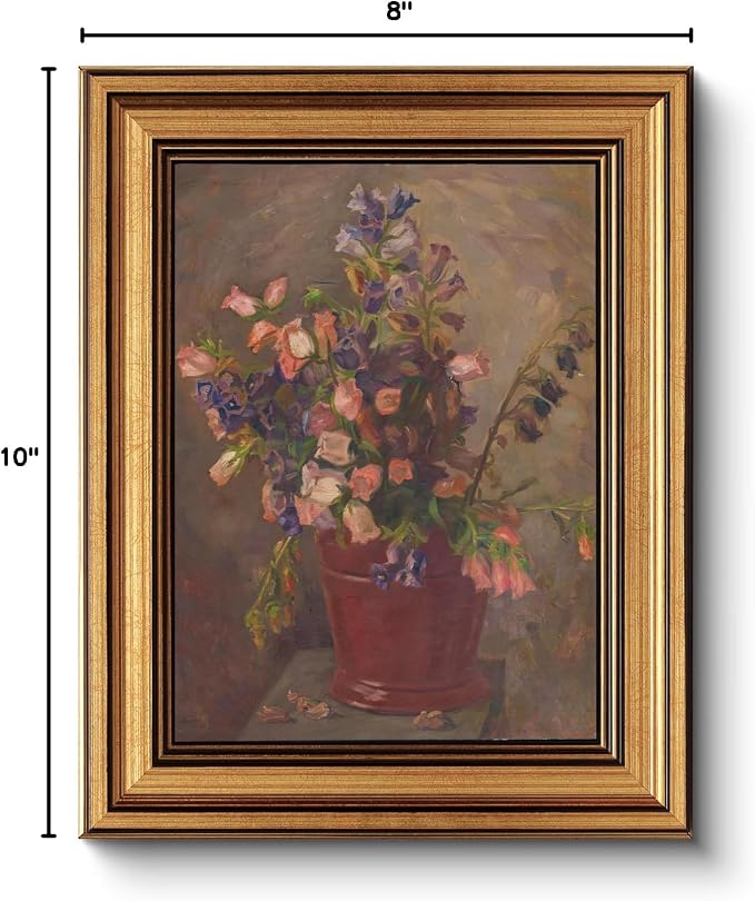 HUARCEY Gold Framed Vintage Wall Art for Living Room, Flower Painting Canvas Prints Shelf Decor for Kitchen, Aesthetic Room Decor Bedroom Wall Art, Floral Artwork for Friends or Family 8"x10"