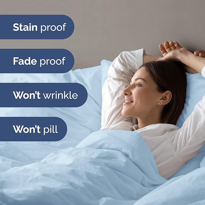 Duvet Cover Cal King Size - Extra Soft Cal King Size Duvet Cover - Lightweight, Breathable & Cozy - Easy Care with Zipper Closures & Ties - 104" x 98" Inches - (Light Blue) Comforter Not Included