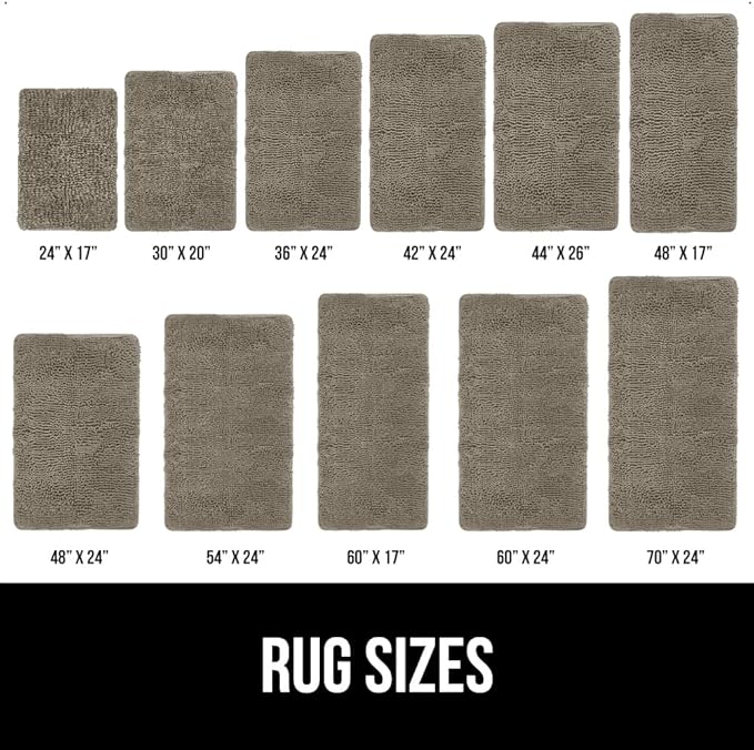 GORILLA GRIP Bath Rug Mat 60x24, Thick Soft Absorbent Chenille, Quick Dry Microfiber Mats, Rubber Backing Washable Shower Floor Rugs, Bathmat Runner, US Designed Bathroom Home Decor Accessories Latte