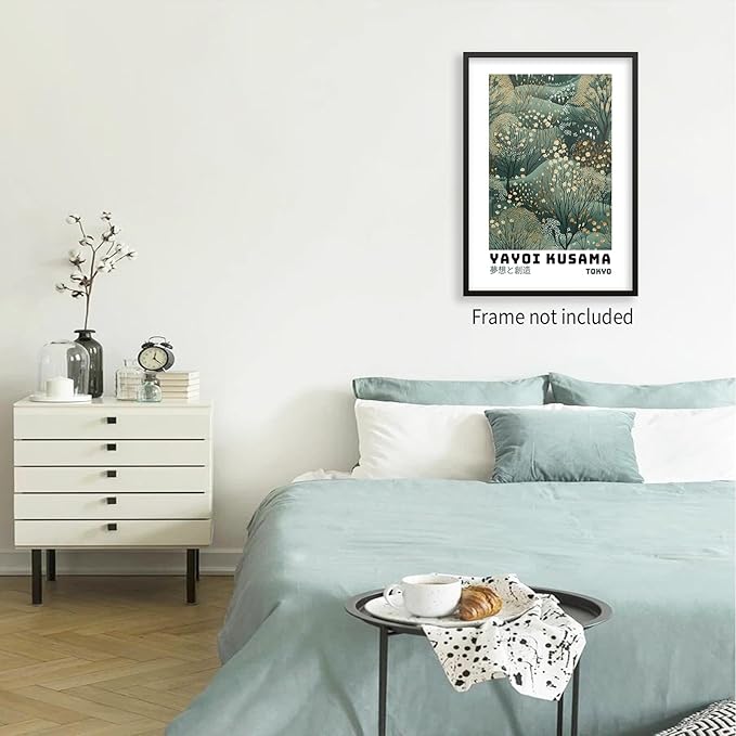 Yayoi Kusama Inspired Poster Japanese Botanical Wall Art Abstract Yayoi Kusama Print Modern Ukiyo-e Japanese Gallery Wall Decor 24x36in Unframed for Home Bedroom Decorations