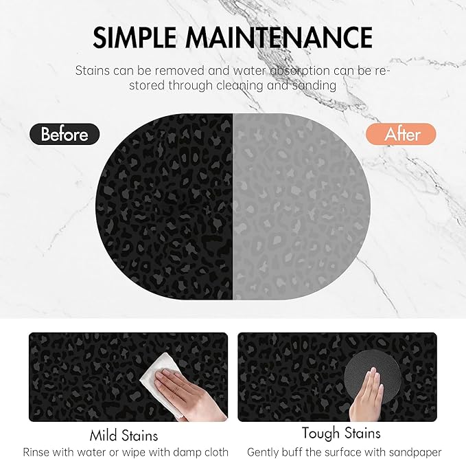 Bathroom Rug Mat Abstract Black Leopard Oval Bath Mat Doormat Absorbent Quick Dry Non Slip Diatom Mud Mat for Shower Tub Sink Laundry Kitchen Doorway 23.6x15.7 Inches