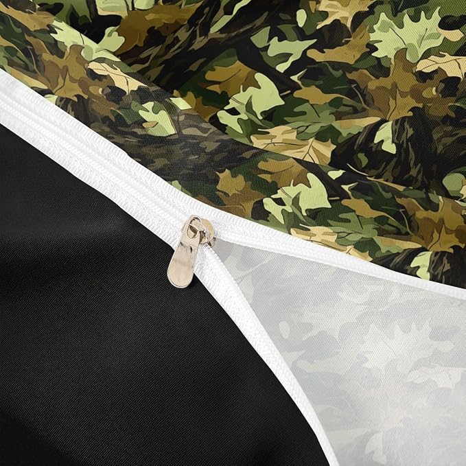 Erosebridal Natural Green Duvet Cover Set Rustic Western Camo Tree Queen Bedding Sets for Tween Boys Girls | Botanical Leaf Plant Comforter Cover Hunting Farmhouse Bed Sets, Room Decor Aesthetic