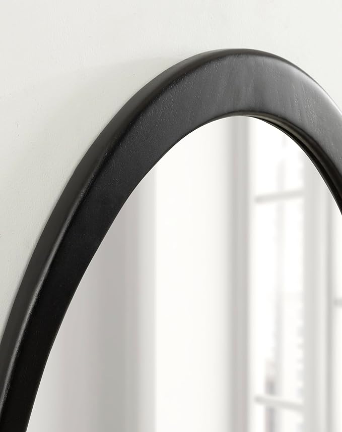 Kate and Laurel McKinder Mid-Century Asymmetrical Wood Wall Mirror; 24 x 28; Black; Decorative Geometric Irregular Mirror with Robust Wooden Frame and Mid-Century Mirror Look