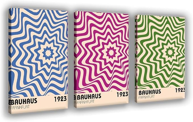 9W Bauhaus Poster Abstract Canvas Wall Art Set of 3 Modern Boho Decor For Bedroom Livingroom Frame-style 20x30inch(50x75cm)