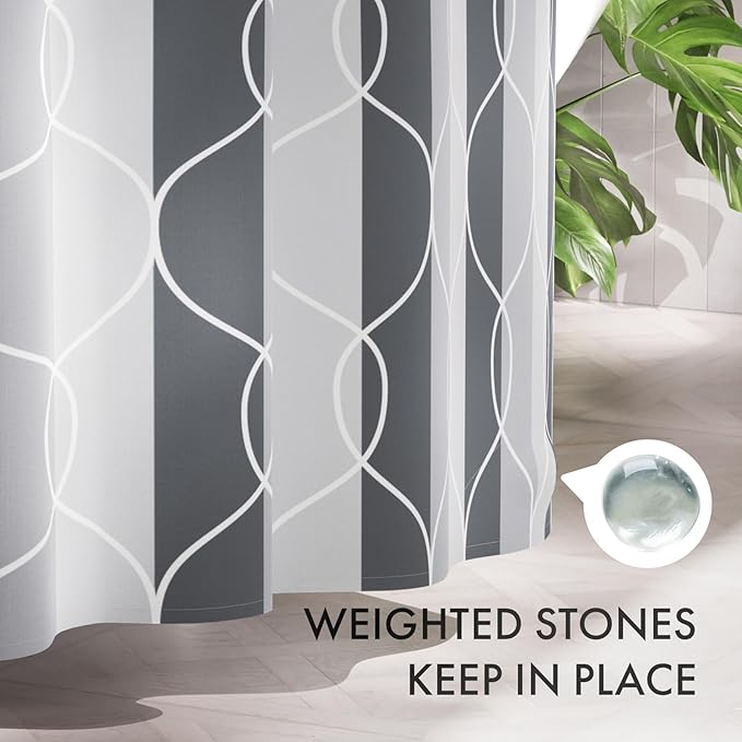 AmazerBath Shower Curtain Grey-Purple, Geometric Multi Color Block Cloth Shower Curtain Sets with 12 Shower Curtain Hooks, Washable Farmhouse Fabric Polyester Bathroom Shower Curtains, 72x72 Inches