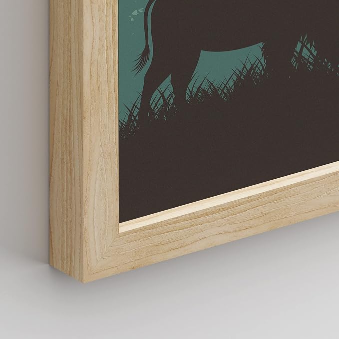 SIGNWIN Framed Country Farmhouse Vibrant Bison Wall Art, Set of 4 Silhouette Animals Wall Decor Prints, Wilderness Nature Wall Décor for Living Room, Bedroom - 11"x14" Natural