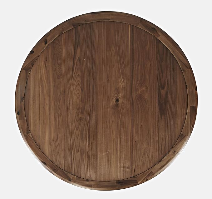 Jofran Nash Mid-Century Modern Round Pedestal Dining Table for Kitchen or Dining Room, Walnut, 30" Dining Height