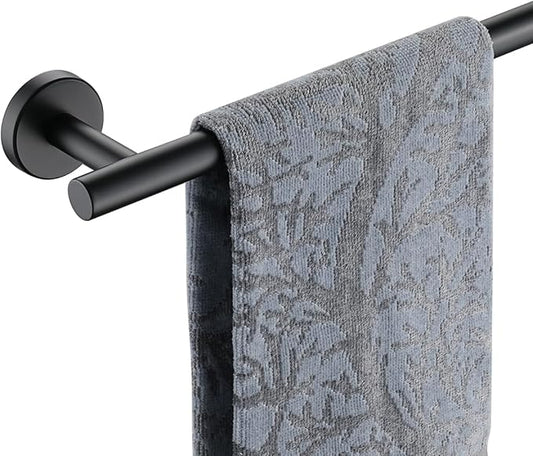 JQK Towel Bar Matte Black, 19 Inch 304 Stainless Steel Thicken 0.8mm Towel Rack Bathroom, Towel Holder Wall Mount, Useable Length 16 Inch TB110L16-PB