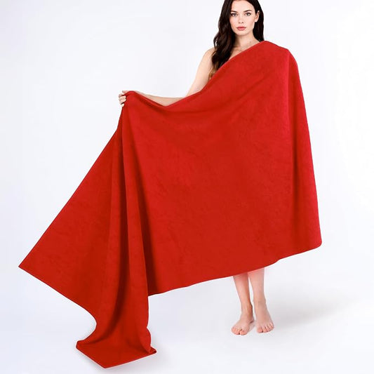 Cotton Paradise 100% Cotton Turkish Towel, Soft Absorbent Quick Dry, 40x80 Oversized Bath Sheet Towel, Red