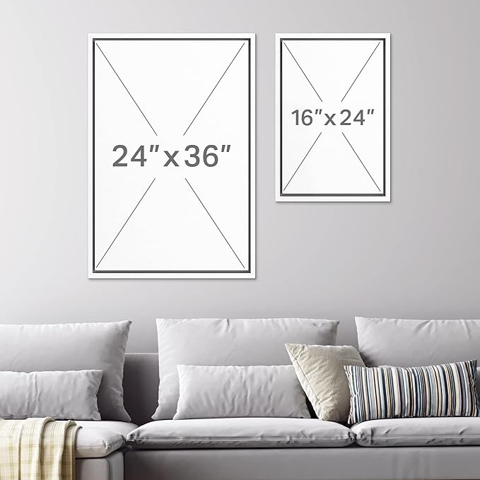 SIGNWIN Framed Canvas Print Wall Art Set Abstract Geometric Green and Beige Tones Illustrations Modern Art Decorative Boho Relax/Zen Nordic for Living Room, Bedroom, Office - 16"x24"x3 White