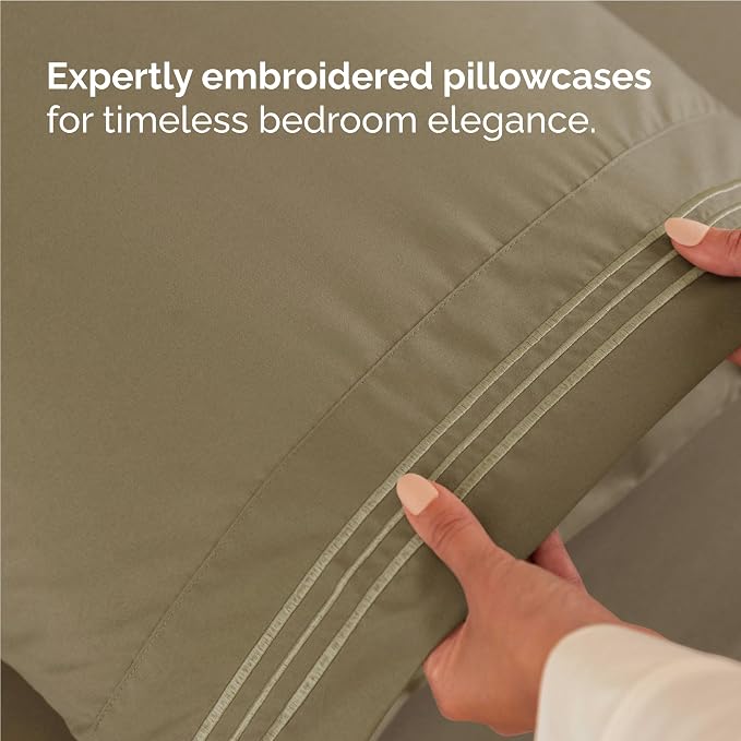 Full Size 4 Piece Sheet Set - Comfy Breathable & Cooling Sheets - Hotel Luxury Bed Sheets for Women & Men - Deep Pockets, Easy-Fit, Extra Soft and Wrinkle Free Sheets - Khaki Oeko-Tex Bed Sheet Set