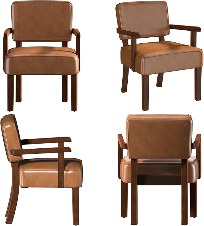 FAGAGA Accent Chair, PU Leather Living Room Chairs Oversize with Soft Seat and Armrests for Living Room Dinning Room Bedroom Reading Room Waiting Room