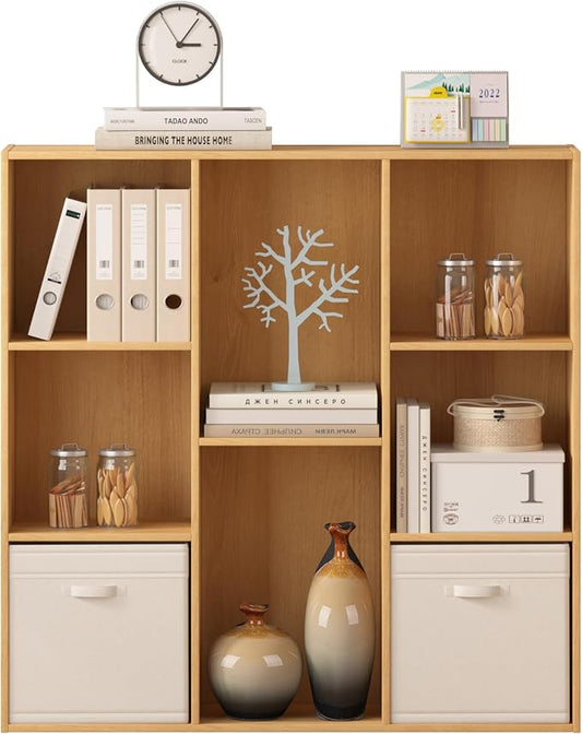8 Cube Storage Organizer, Wooden Cube Shelves with Closed Back Panel, Reversible Bookcase, Cubes Closet Organizer for Home, Living Room, Kids Room, Office, Bedroom, Study, Hallway