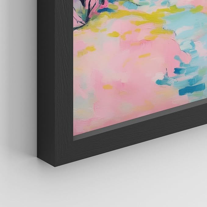 SIGNWIN Framed Vibrant Landscape and Pineapple Colorful Preppy Room Decor Pink Decor Digital Art Modern Art Decorative Multicolor Scenic for Bedroom - 11"x14"x4 Black