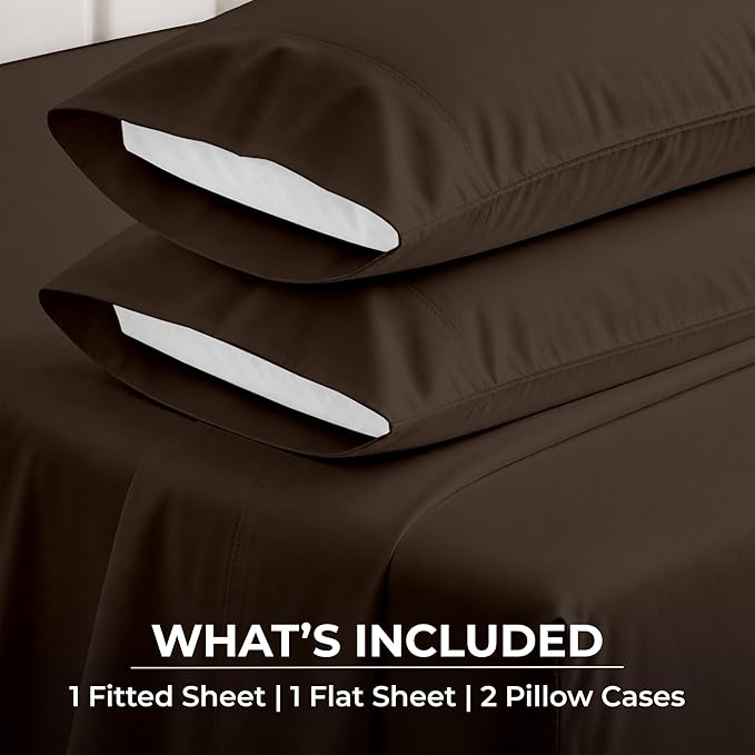 SGI bedding 100% Egyptian Cotton Sheets Queen Size – 600 Thread Count Sheets Set, Soft, Cooling, 15" Deep Pocket, Luxury Hotel Bedding, Breathable, Durable - Chocolate