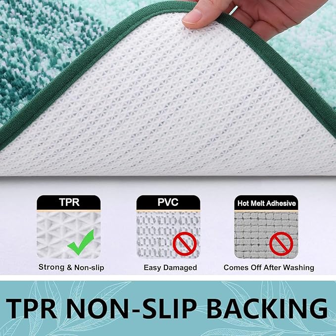 Arotive Microfiber Bathroom Rugs, Shaggy Soft and Absorbent Bath Rug, Non-Slip, Thick Plush Machine Washable Dry Bath Mats for Bathroom, Tub and Shower, 50x30, Dark Green, Rectangular