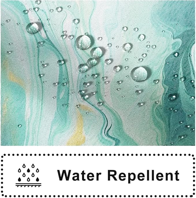 Turquoise Shower Curtain, Modern Teal and Gold Marble Shower Curtain for Bathroom Aesthetic Waterproof Shower Curtain Set with Hooks, 72x96 Inch