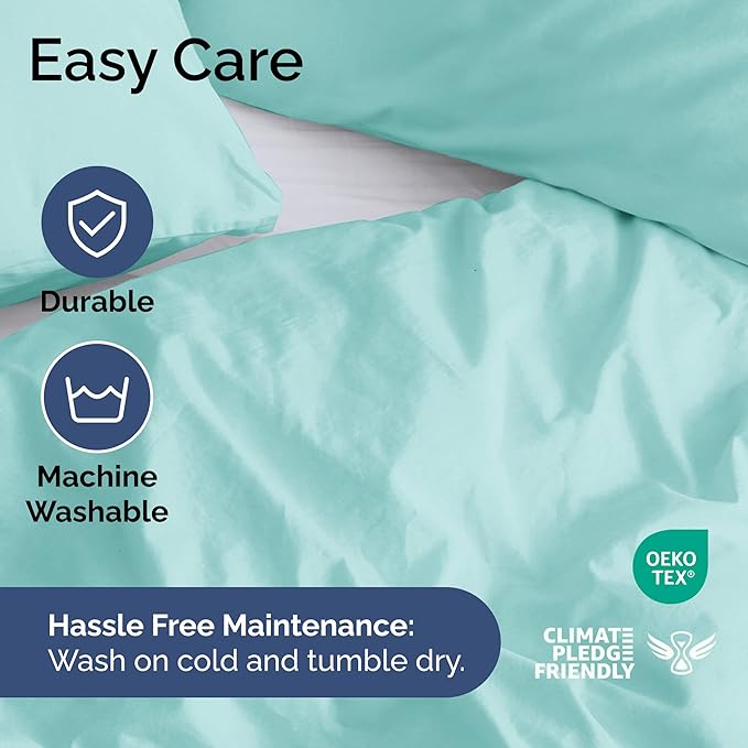 Duvet Cover King Size - Extra Soft King Size Duvet Cover - Lightweight, Breathable & Cozy - Easy Care & Fade Free w/Zipper Closures & Ties - 104" x 90" Inches - (Spa Blue) Comforter Not Included