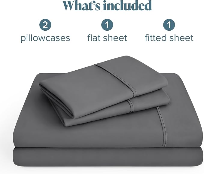 Bare Home Full XL Sheet Set - 1800 Ultra-Soft Microfiber Full Extra Long Bed Sheets - Double Brushed - Deep Pockets - Easy Fit - 4 Piece Set - Bedding Sheets & Pillowcases (Full XL, Grey)