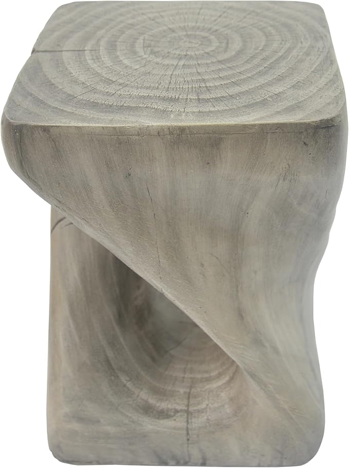 ø11.75'' Small Side Table End Table for Living Room, Modern Retro Farmhouse Countryside Style, Magnesium Oxide Material for Indoor & Outdoor, No Assembly, Wood Grain, Gray