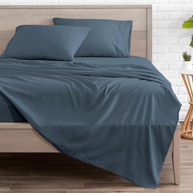 Bare Home Queen Sheet Set - 1800 Ultra-Soft Microfiber Queen Bed Sheets - Double Brushed - Deep Pockets - Easy Fit - 4 Piece Set - Bedding Sheets & Pillowcases (Queen, Bering Sea)