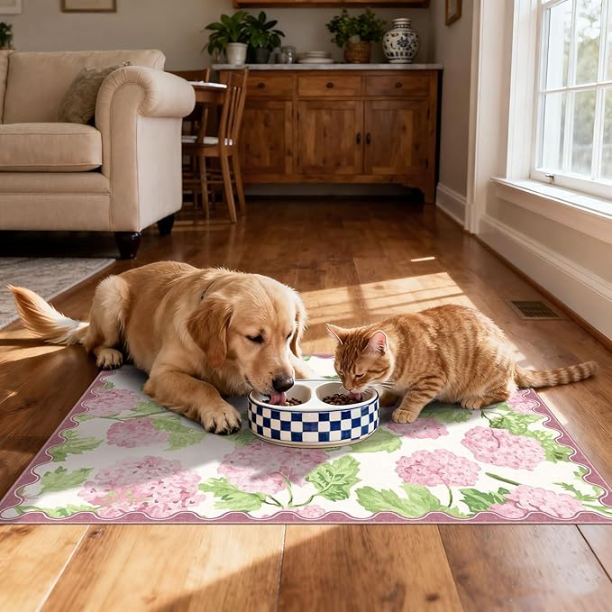 Front Door Mat Outside Entrance - 2x3 Boho Pink White Non-Slip Washable Doormat Indoor Outdoor Entrance Floral Rug Small Throw Rugs for Entryway Bedroom Kitchen Front Laundry Room Porch Decor