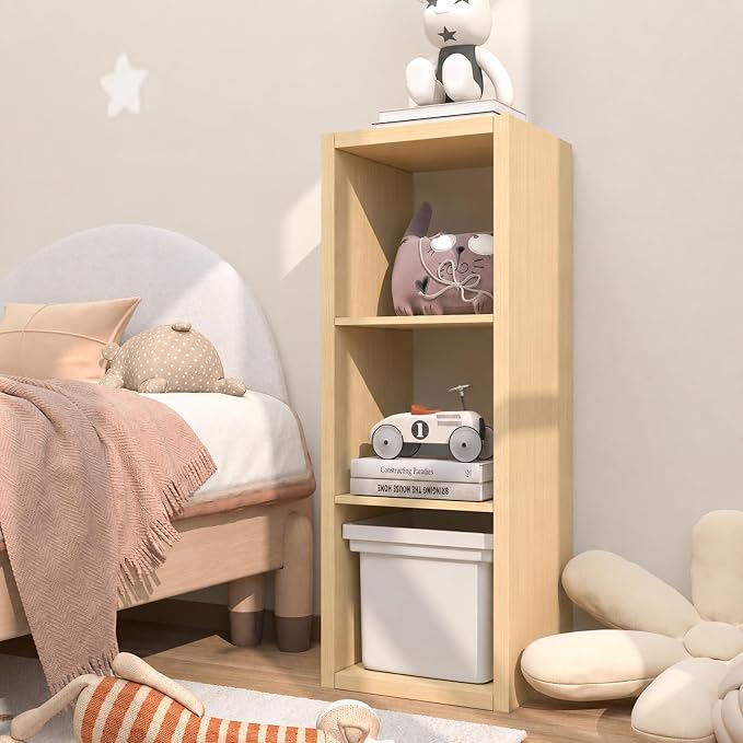 Endearing Limons【2026 Wooden Thick Border】 3 Cube Shelf Storage Organizer with Anti-Tipping Kits + Reversible Open Back Bookcase (11 x 11 Unit Cell Oak)