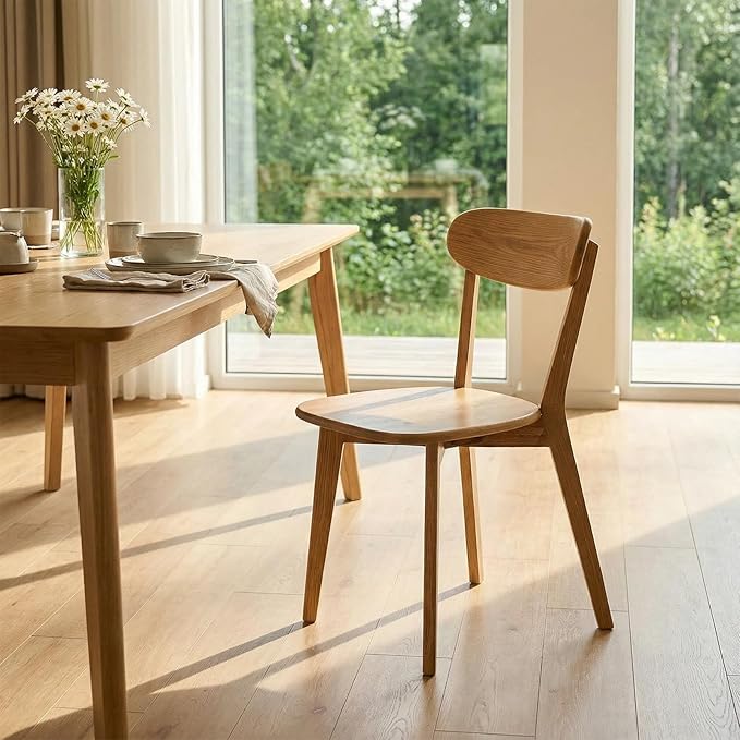 100% Solid Oak Wood Dining Room Chairs - Practical Kitchen Chairs - Wood Chair for Dining Room, Kitchen (1, Natural)