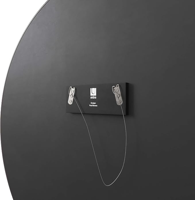 Umbra Hubba Round Wall Mirror with Metallic Frame, Modern Style for Bathroom, Entryway, Living Room and More, 34-Inch, Titanium