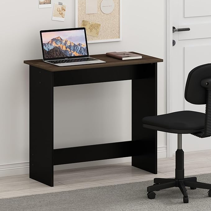 Furinno Simplistic 31-Inch Rustic Brown Computer Desk, Small Office Desk, Rectangular Home Office Desk with Drawers, Gaming Desk for Home Office, Bedroom, Study Room, Brown Walnut