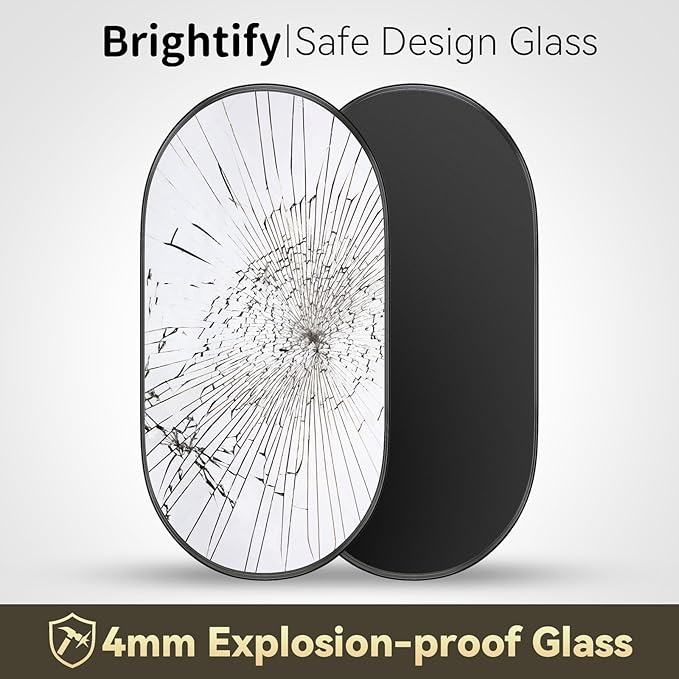 Brightify Black Oval Mirror for Bathroom 22x48 Inch, Metal Framed Bathroom Vanity Mirrors, Full Length Wall Mirror for Entryway Living Room Wall Decorative Hang Vertical and Horizontal