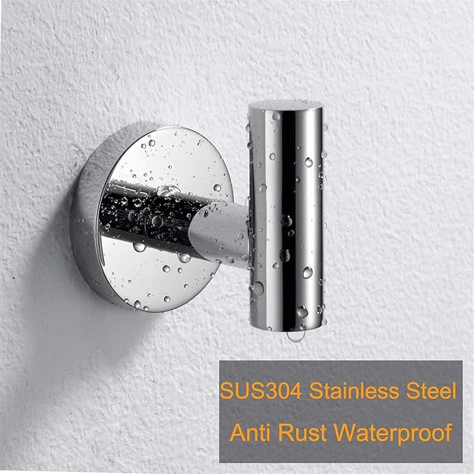 Nolimas Towel Coat Hook Polished Chrome SUS304 Stainless Steel Bathroom Clothes Cabinet Closet Sponges Robe Hook Wall Mounted Round Kitchen Heavy Duty Door Hanger 6 Packs