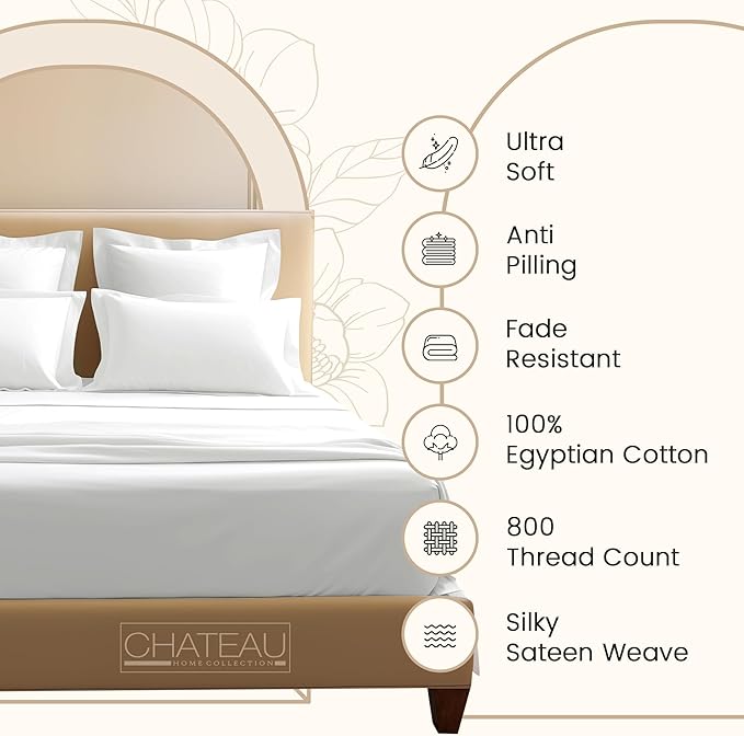 100% Cotton Sheets For King Size Bed, 800 Thread Count Breathable Bed Sheets, Soft & Comfy Naturally Cool Fully Elassticated Sheet & Pillowcase Sets, Machine Washable No Pill Fade Resistant- Semolina