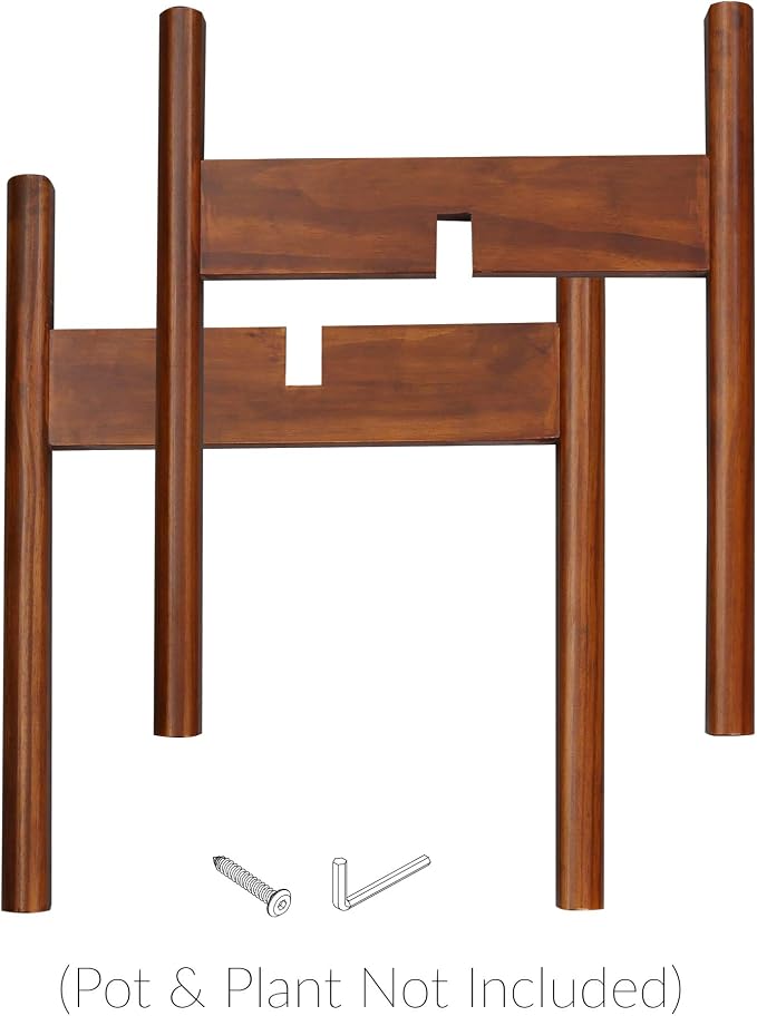 Mid-Century Modern Wood Plant Display Stand, Fit Up to 12", Plant and Pot NOT Included - Antique Mahogany
