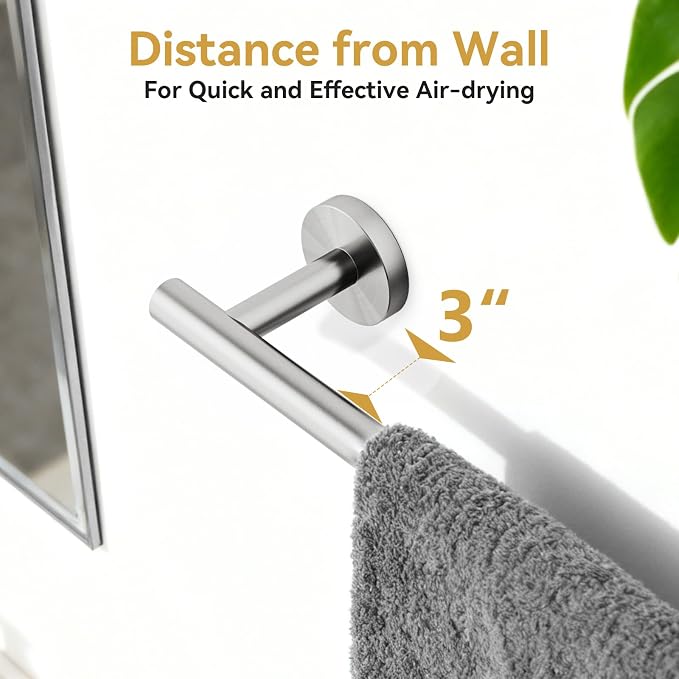 Brushed Nickel Towel Bar, 24 Inch Bathroom Towel Rack, Towel Holder Wall Mounted, Thicken SUS304 Stainless Steel Towel Rod Modern Home Decor (Total Length 26 Inch)