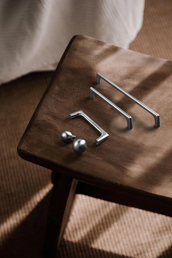 Goo-Ki Satin Nickel Cabinet Pulls with 3'' Hole Centers, Modern Style Zinc Alloy Cabinet Handles for Dresser,Wardrobe,Cupboard- 6 Pack