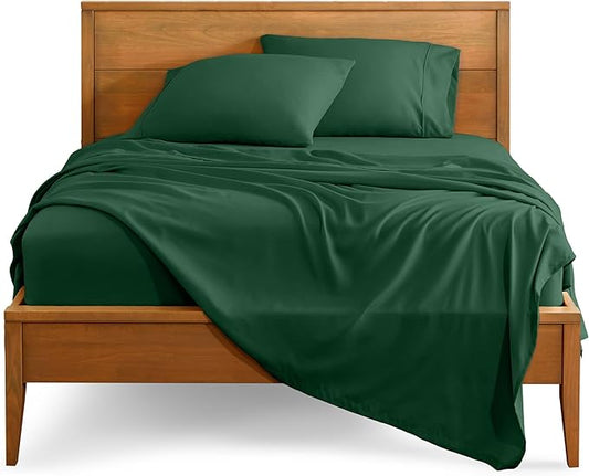 Bare Home Split California King Sheet Set - 1800 Ultra-Soft Microfiber Bed Sheets - Double Brushed - Deep Pockets - Easy Fit - 5 Piece Set - Bed Sheets (Split Cal King, Forest Green)