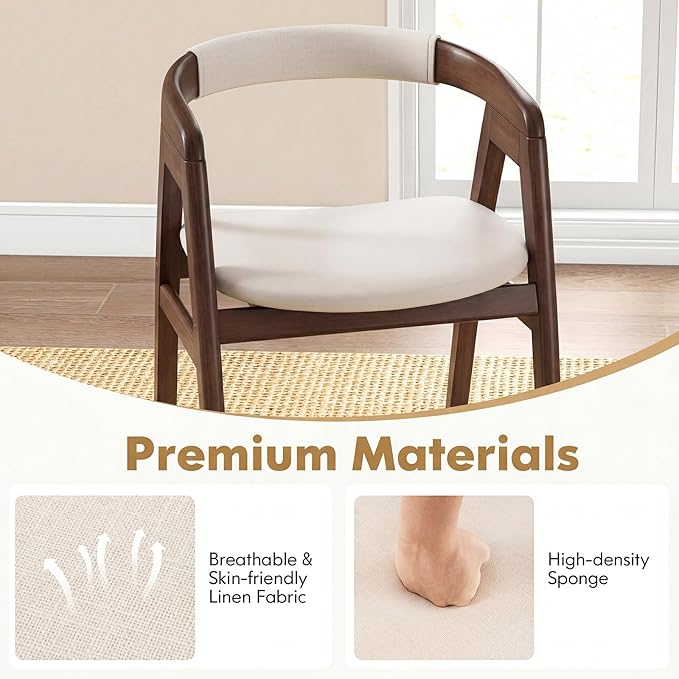 GOFLAME Bamboo Accent Chair, Mid-Century Modern Armchair with Curved Backrest & Seat Cushion, Upholstered Reading Chair, Leisure Chair for Living Room, Bedroom, Study, Walnut