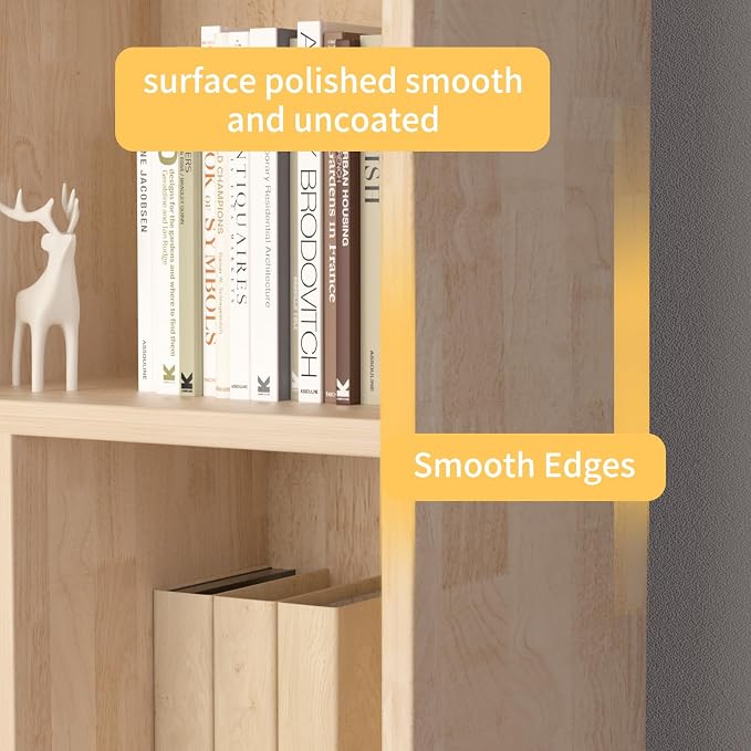 YZU Wood Book Shelf, 44” Wide Bookshelf Bookcase, 8 Cube Storage Organizer, Rustic Display Shelf, Home Office Furniture, Natural Wood (Natural B)