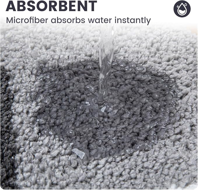 U Shape Checkered Bath Mat - Super Absorbent, Soft and Thick, Rubber Backing Non-Slip, Machine Washable Shower Rug, Bath Mat, Bathroom Home Decor Accessories, 20"x22" (50x55cm), Black