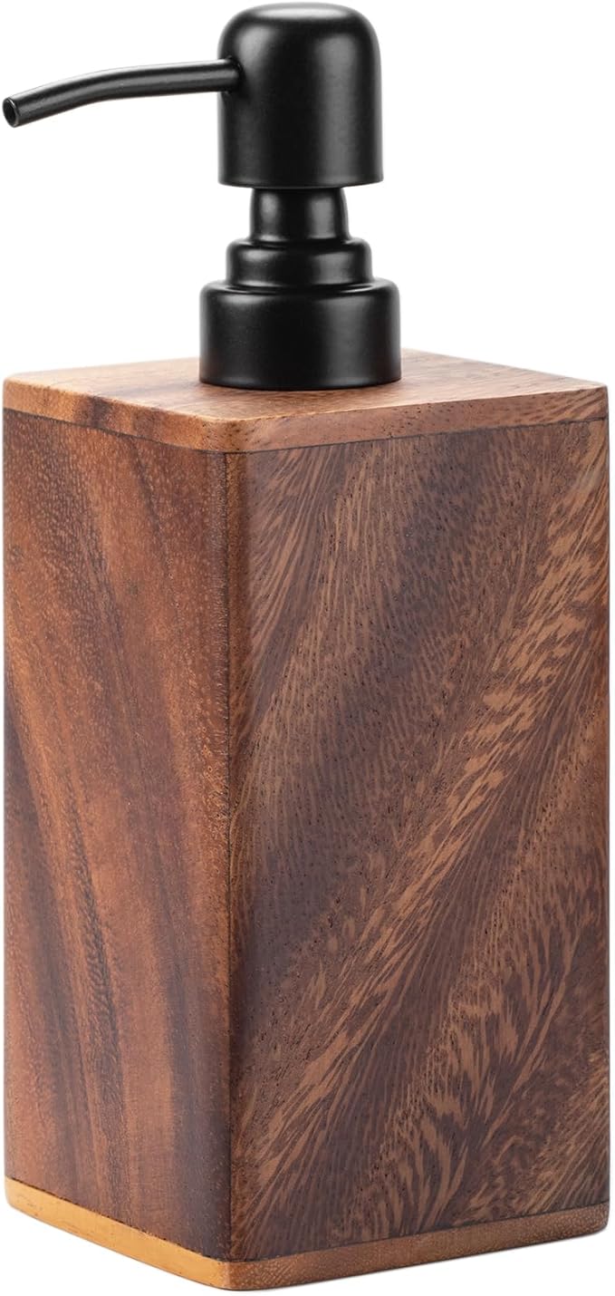 Solid Wood Lotion Jars, Push-Type Dispensing Bottles, Hand sanitizer Shower Gel Storage Jars (14oz/400ml)